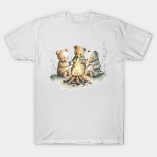 Teddy Bears Camping Watercolor T-Shirt